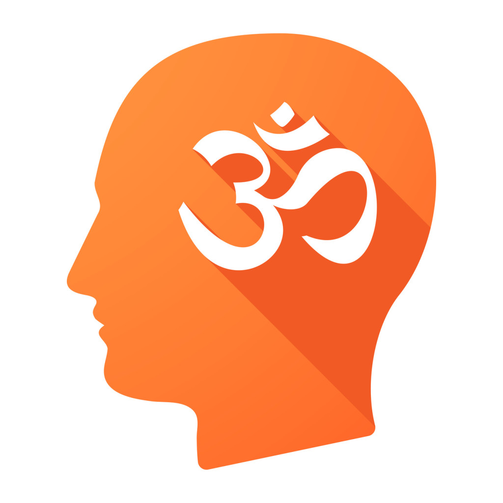 Male head icon with an om sign