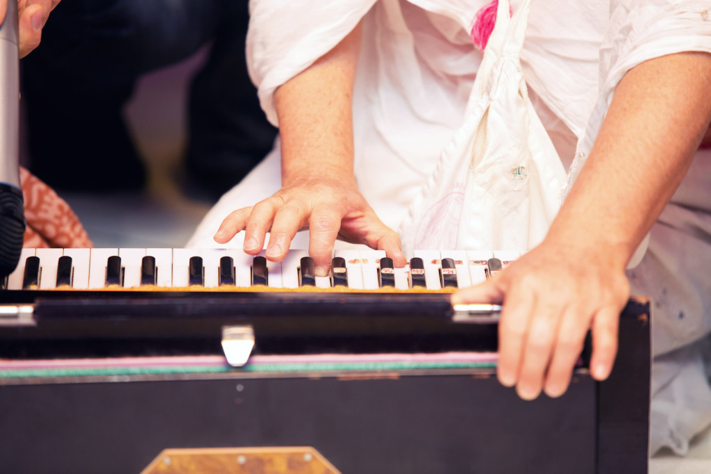 Indian harmonium, a traditional wooden keyboard instrument