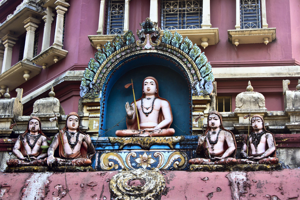 FEBRUARY 19, 2014, KALADY, KERALA, INDIA - Sculpture of the great ancient philosopher Adi Shankaracharya with his disciples at his birthplace